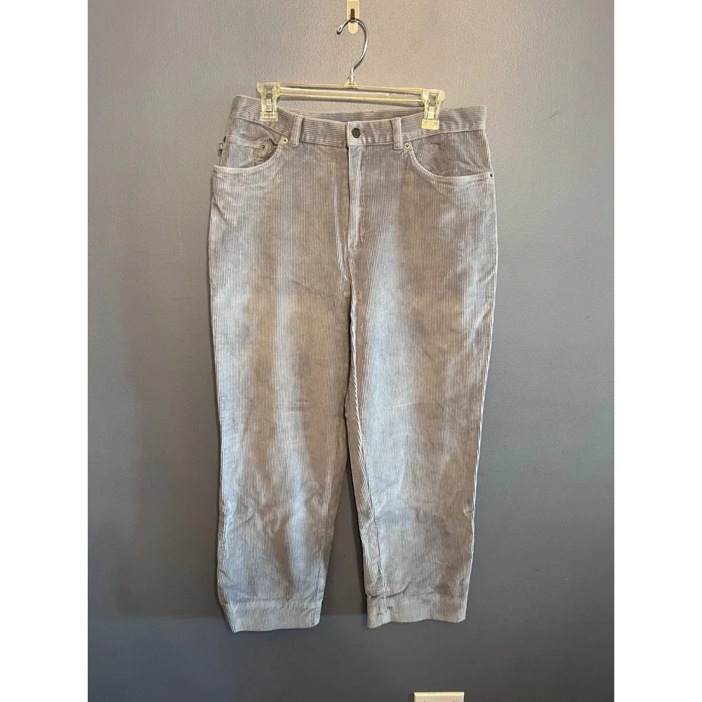 Women's Lauren Ralph Lauren Light Blue Velour Corduroy Pants SZ 14‎ ALTERED